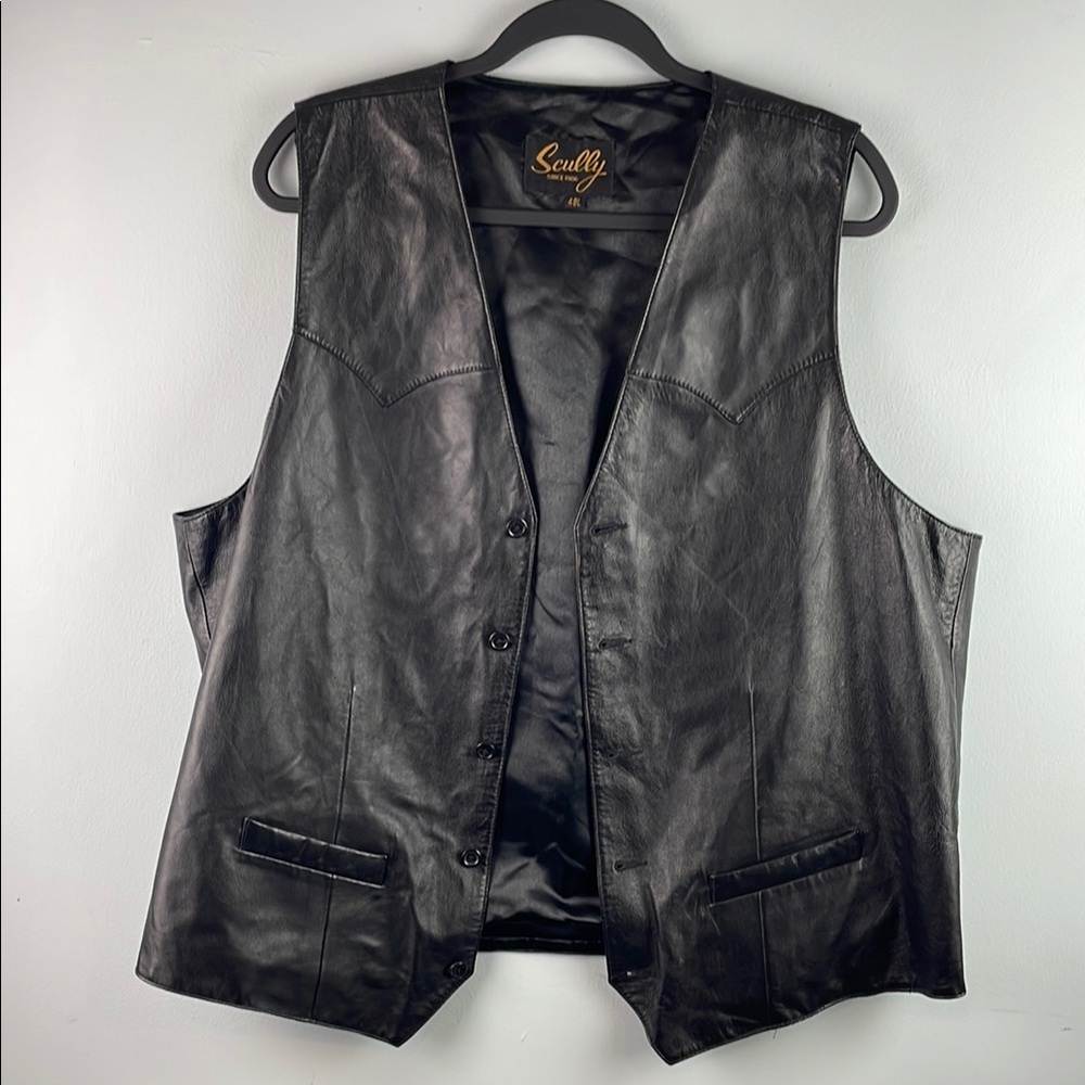 Men's Scully Black Leather Vest Size 48L